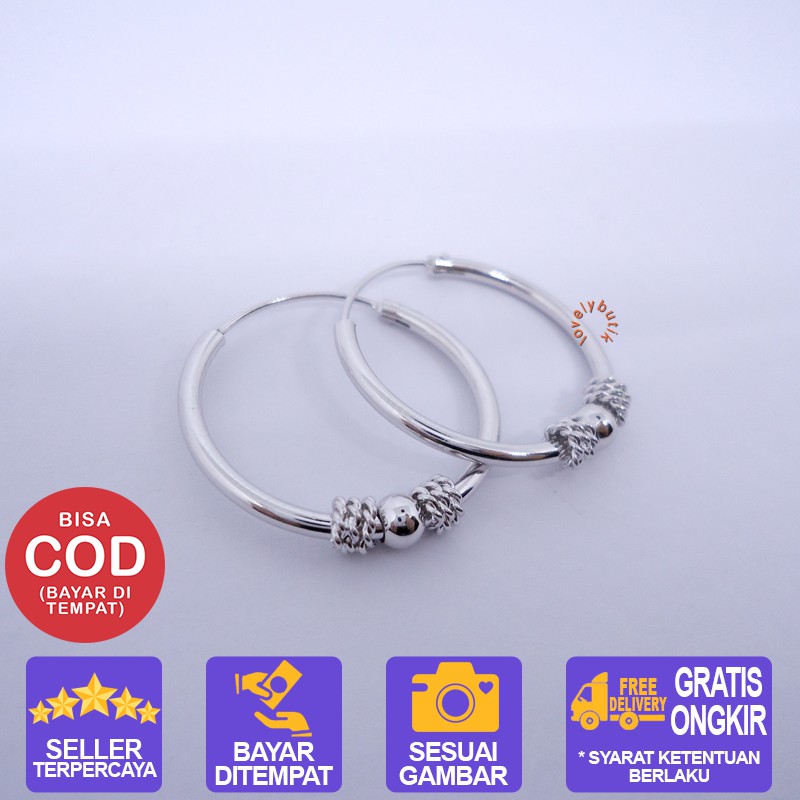 Anting Xuping Perhiasan Fashion Wanita Anting Wanita Bulat Gipsi  Warna Silver