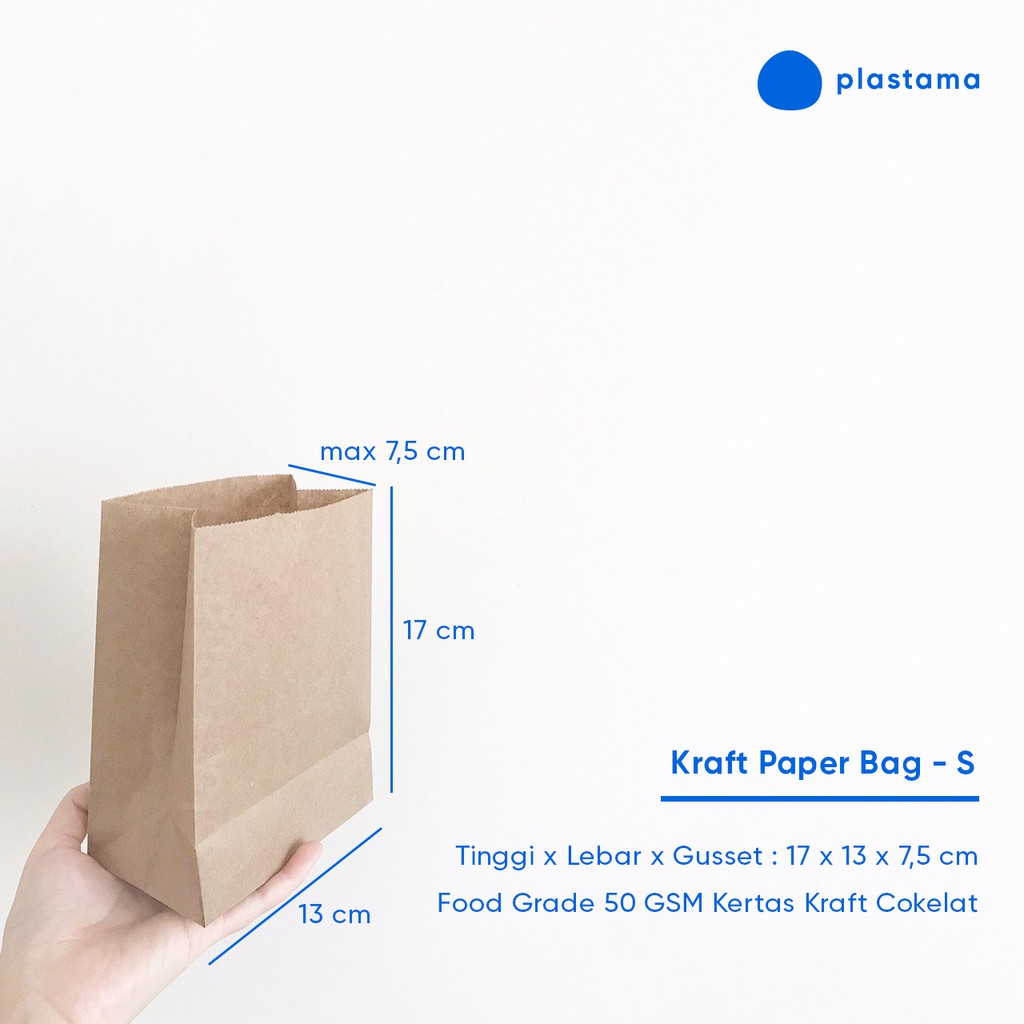 

Paper Bag Small 17x13x7,5 SOS Kantong Kertas Kraft Coklat Biodegradable Paperbag