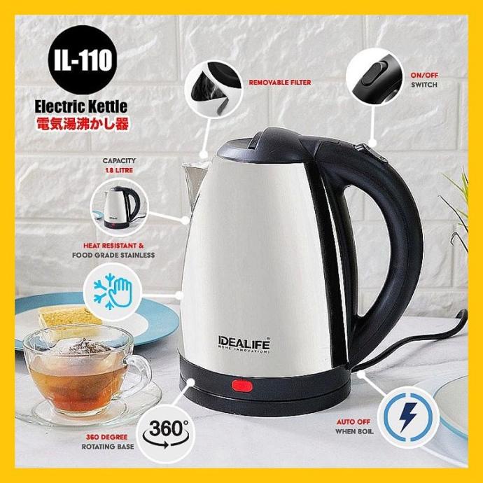 Teko Listrik Stainless Otomatis - Teko Listrik Low Watt 1.8L IDEALIFE