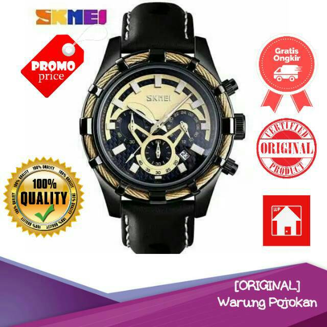 JAM TANGAN SKMEI 9189CL Original Analog Casual Leather Strap MODIS DAN TAHAN AIR.