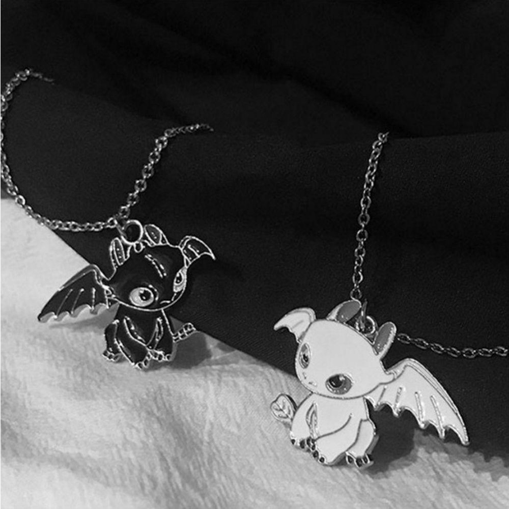 REBUY Rebuy Toothless Dragon Necklace Jewelry Friend Gift Hiasan Gantungan Malam Naga Ganda Jahat Pasangan Kalung Cara Melatih Naga Anda