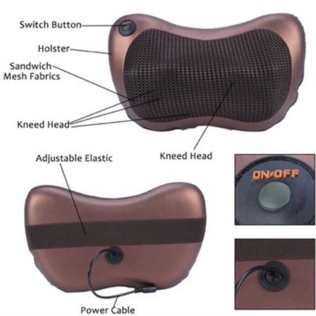 ALAT PIJAT CAPEK PEGAL MASSAGE PILLOW/BANTAL PIJAT 8 KEPALA BOLA PORTABLE CAR &amp; HOME/SHIATSU LEHER