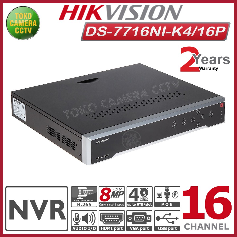 NVR HIKVISION 16 CHANNEL HIKVISION DS-7716NI-K4-16P POE ONFIV 4K