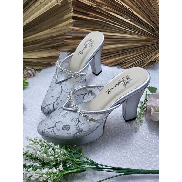 sepatu azwa silver asesoris 10cm