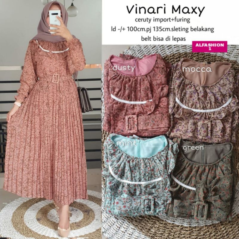 Vinari maxy gamis bahan ceruty ori by alfashion