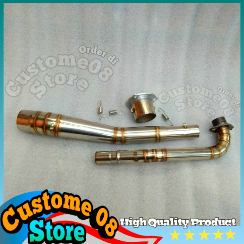 leher knalpot supra x 125 pnp silencer standar - pipa leheran stainless supra x125 fi adaptor fu
