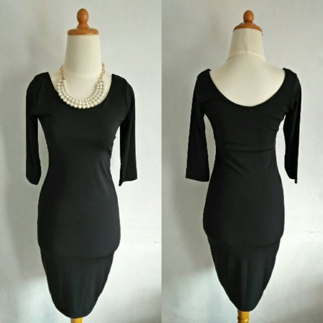 Midi Dress Hitam Polos PL