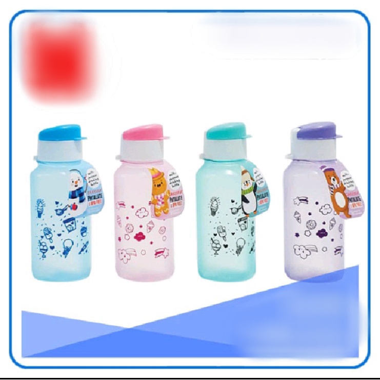 Botol Minum Anak Bekal Sekolah 350 ml Fliptop Plastik BPA Free Warna Warni