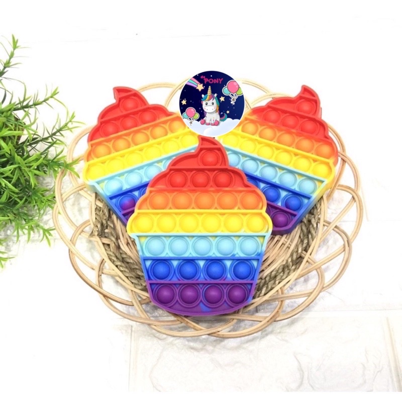 POP IT FIDGET/mainan viral tiktok/mainan pop it/mainan sensorik-IceCream Cup Rainbow