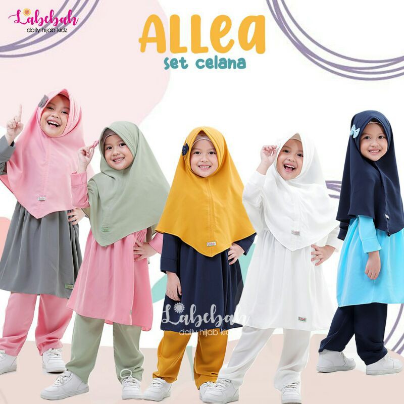 [ ALLEA SET ] Set Celana Allea Labebah baju setelan tunik hijab baju manasik putih ready stok Samari