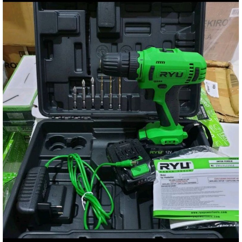 Mesin bor baterai RYU 12 VOLT - RCD 12V 2baterai GARANSI BANJARMASIN