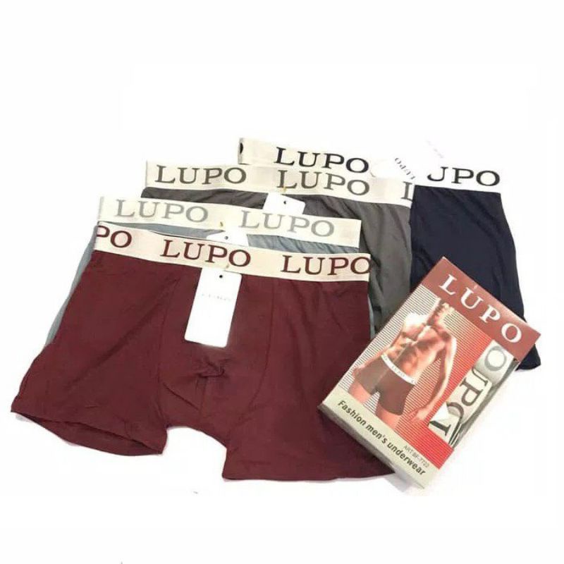 Grosir 1 lusin boxer lupo segiempat pria dewasa bahan katun | celana dalam pria boxer termurah