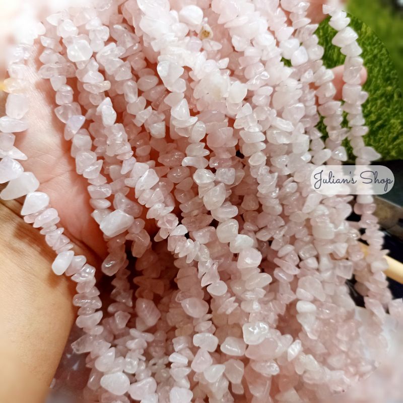 Manik Kerikil Batu Alam Natural Pink Rose Quartz Batu Pecah Bahan DIY Craft Kerajinan Tangan Meronce