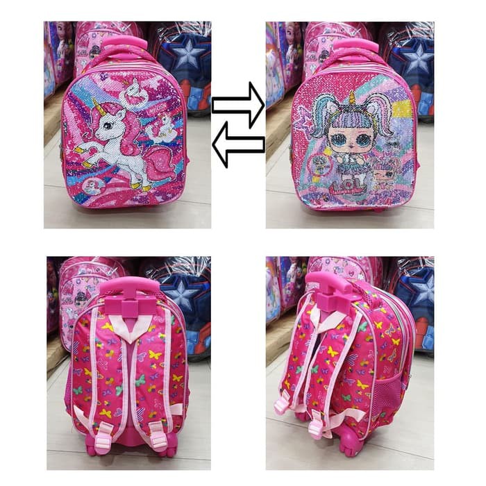 Tas Koper Troli Ukuran 18 Inci Untuk Anak-Anak 2084RK Promo Troli Tk Import - Usap Sequin Unicorn Di