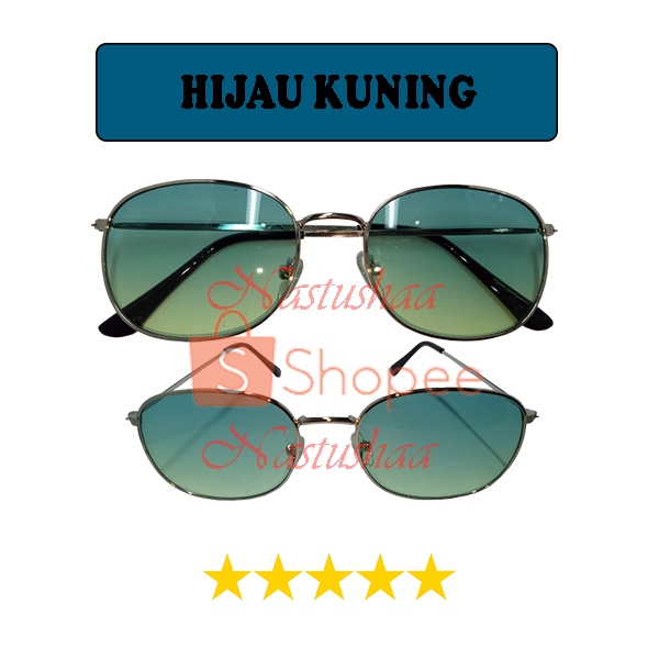 Kacamata Wanita dan Pria Fashion Aksesoris Gaya Pantai Frame Metal Sunglasses Kacamata Anti UV Lensa Gradasi FREECASE