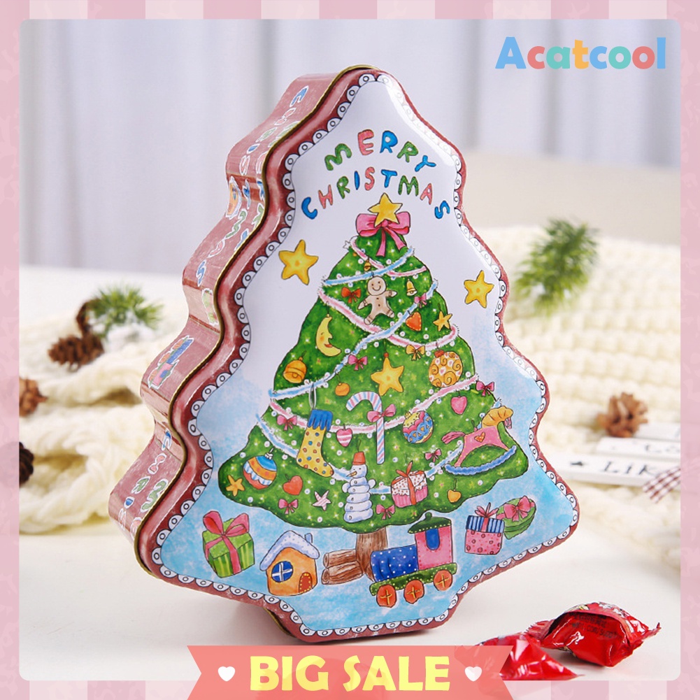 Christmas Tree Shape Tin Sealed Jar Jewelry Biscuits Coin Candy Storage Box