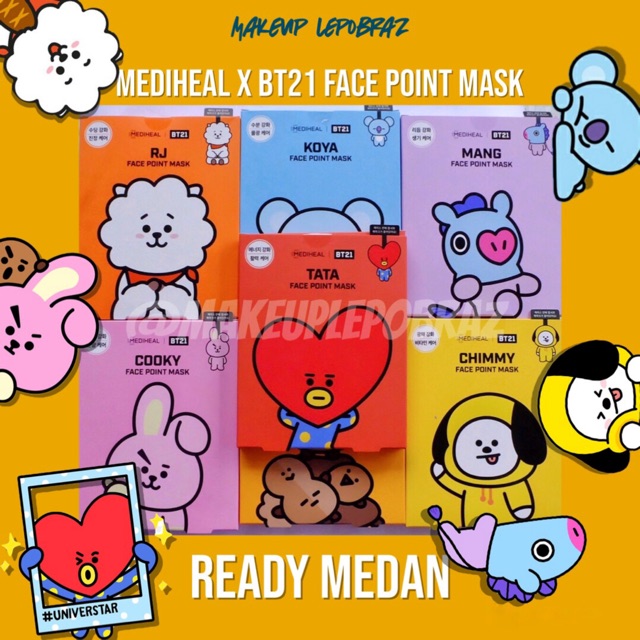 Download Fullset Non Fullset Baca Caption Mediheal X Bt21 Face Point Mask 100 Official Shopee Indonesia PSD Mockup Templates