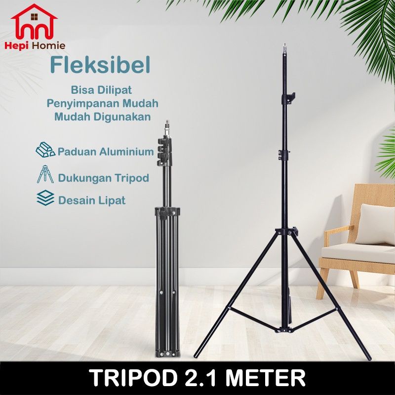 TRIPOD RING LIGHT 2.1 HP PLUS REMOTE KEPALA TRIPOD BAUT UNIVERSAL