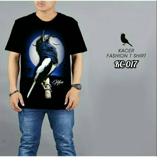Kaos Cowok Keren Gambar Burung Kacer Bulan Kc017 Kaos Distro
