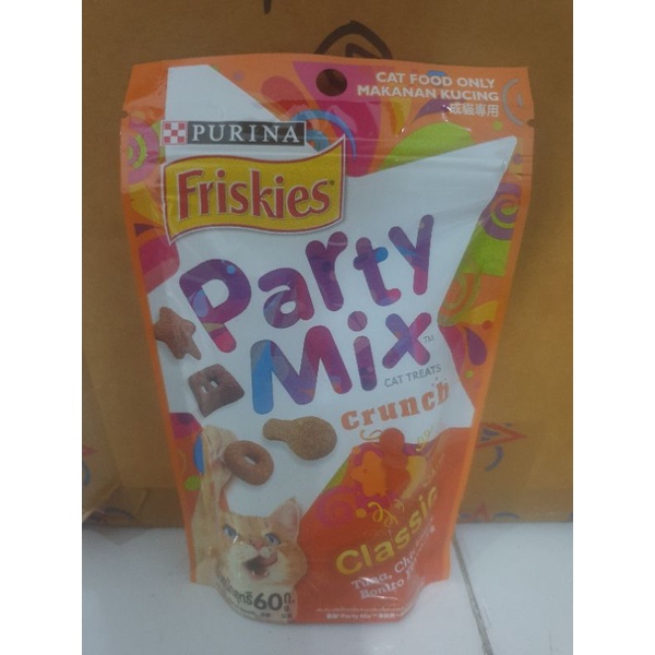 Friskies Party Mix Crunch 60 gr Cat Food Animal Makanan Kucing Hewan Binatang