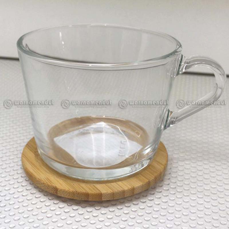 WMO IK60279725 Mug gelas minum kaca bening dg tatakan 240ml