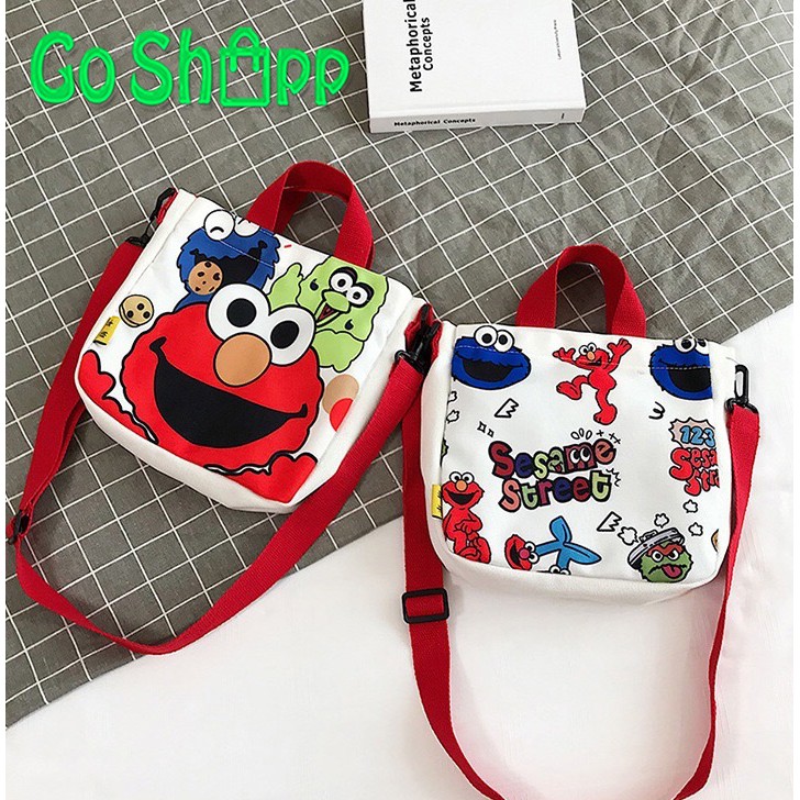 ToteBag Elmo Import - Tote Bag Kanvas Tebal dan Sleting - Tas Anak Totebag Lucu Termurah [TE03]