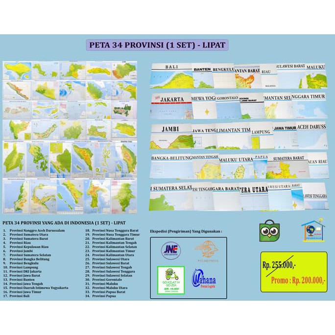 == TERLARIS == PETA 34 PROVINSI - LIPAT (1 SET = 34 BUAH PETA)