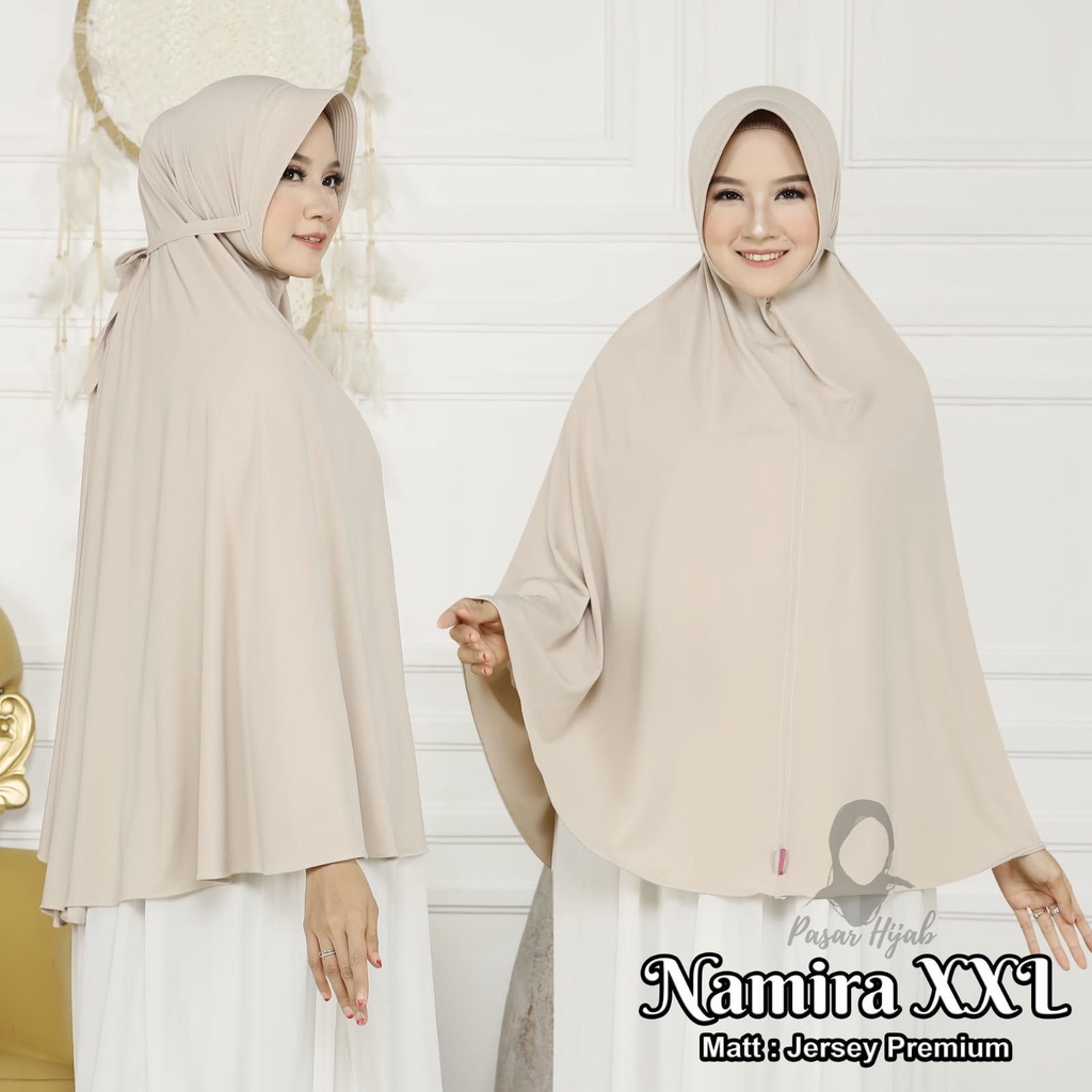 Hijab Instan Namira L,XL,XXL Kerudung Bergo Jersey Premium Jumbo Pasar Hija'b