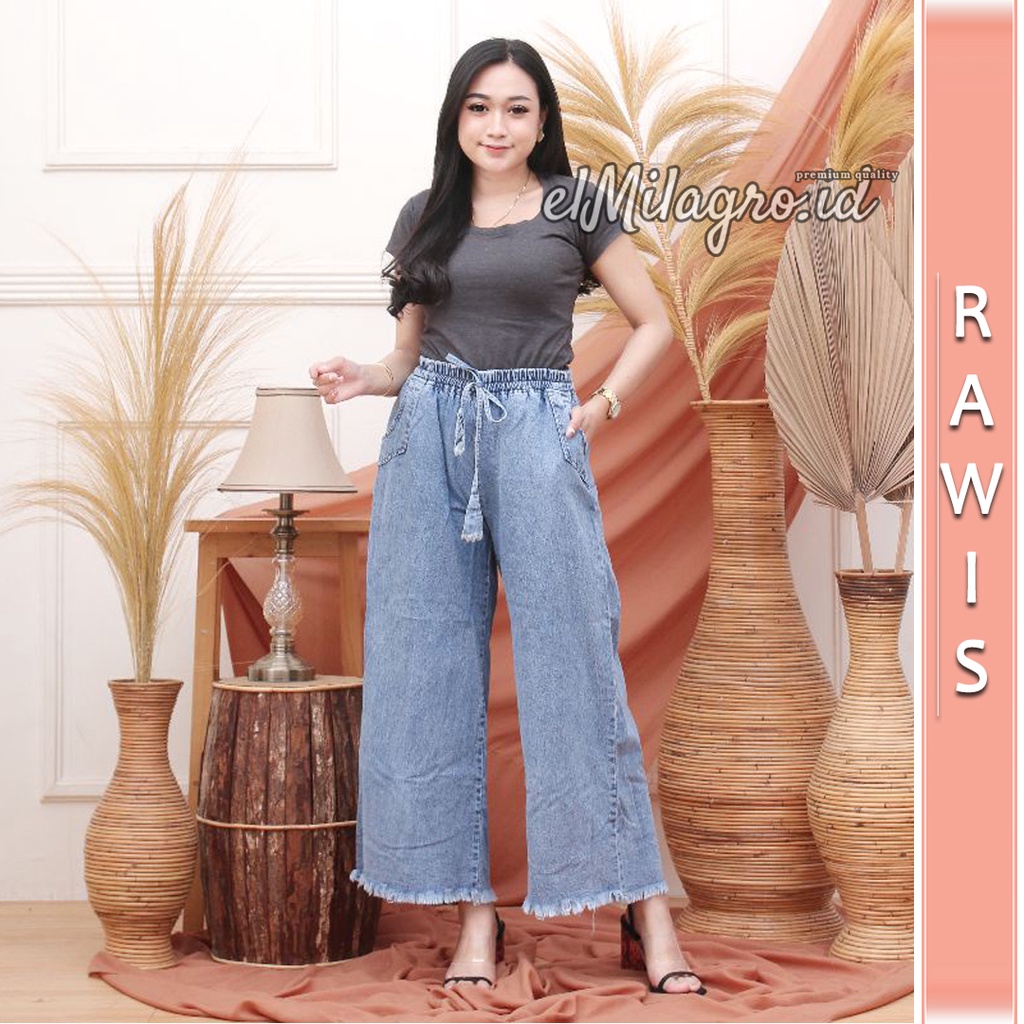 Kulot jeans Highwaist Snow // Kulot Jeans Pinggang Karet Kulot Jeans lipat Size M L XL XXL Jumbo