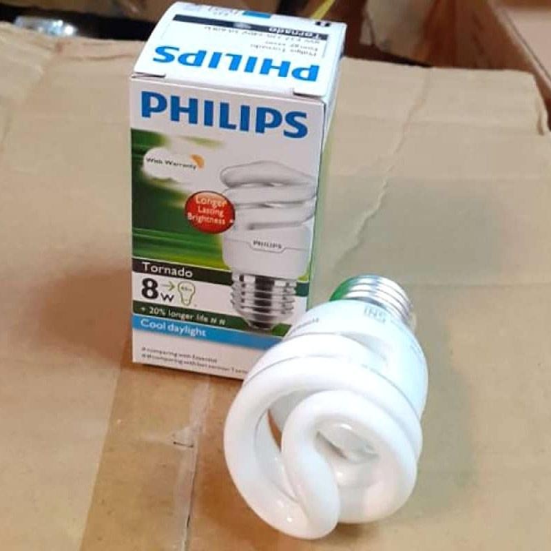 LAMPU PHILIPS TORNADO 8 WATT PUTIH LAMPU PHILIPS 8 WATT LAMPU SPIRAL