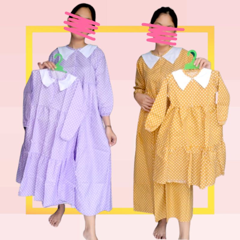 Gamis Couple Ibu Anak/ Gamis Polka Ibu Anak/Gamis Couple Murah