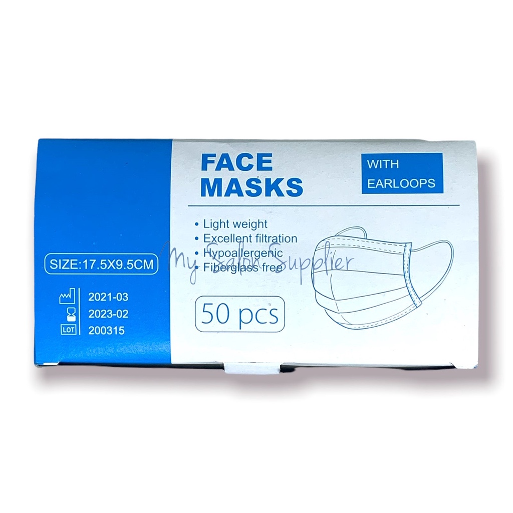 Masker Earloop Biru Isi 50 / Masker Mulut Isi 50