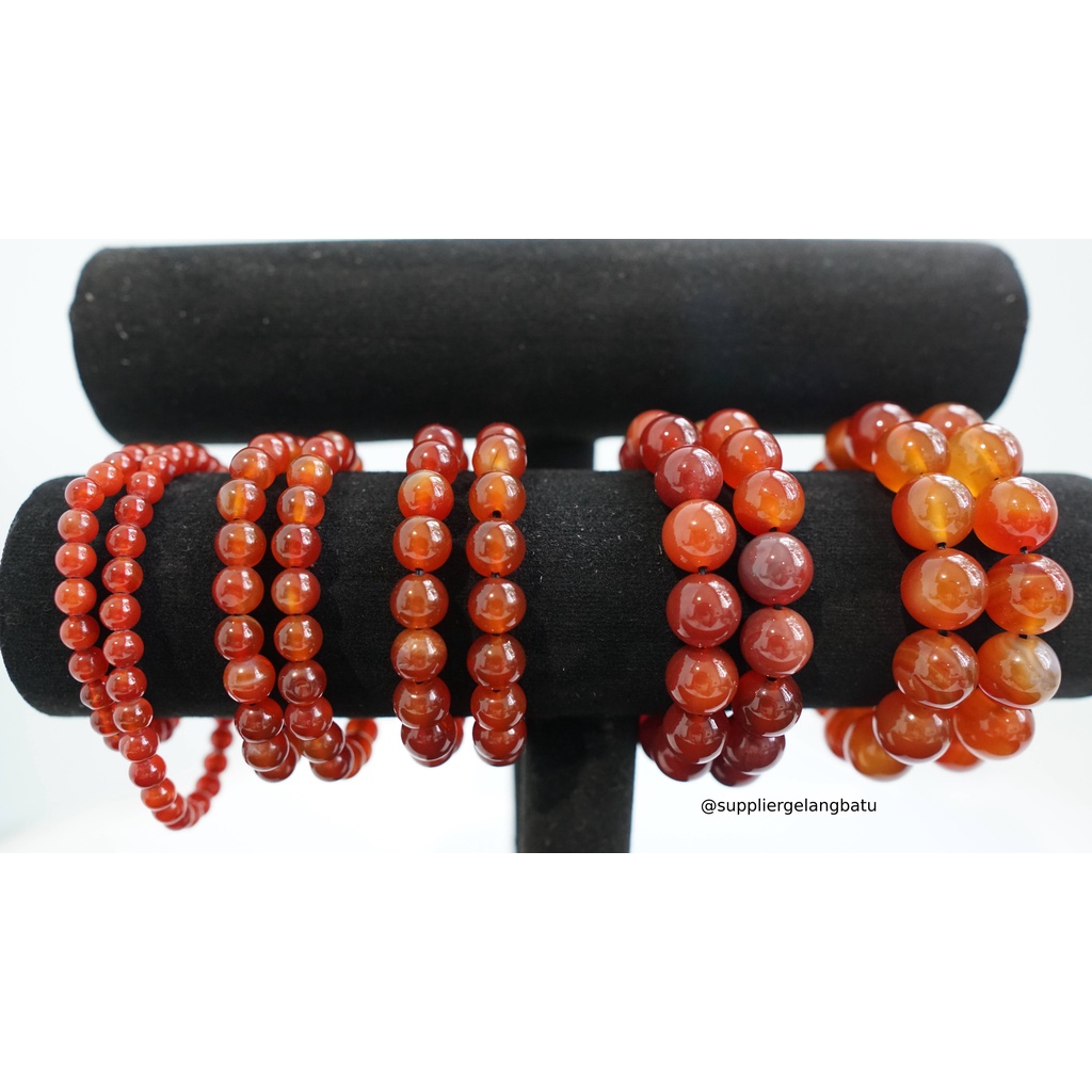 gelang tangan CARNELIAN orange premium batu alam asli oren bonus kotak