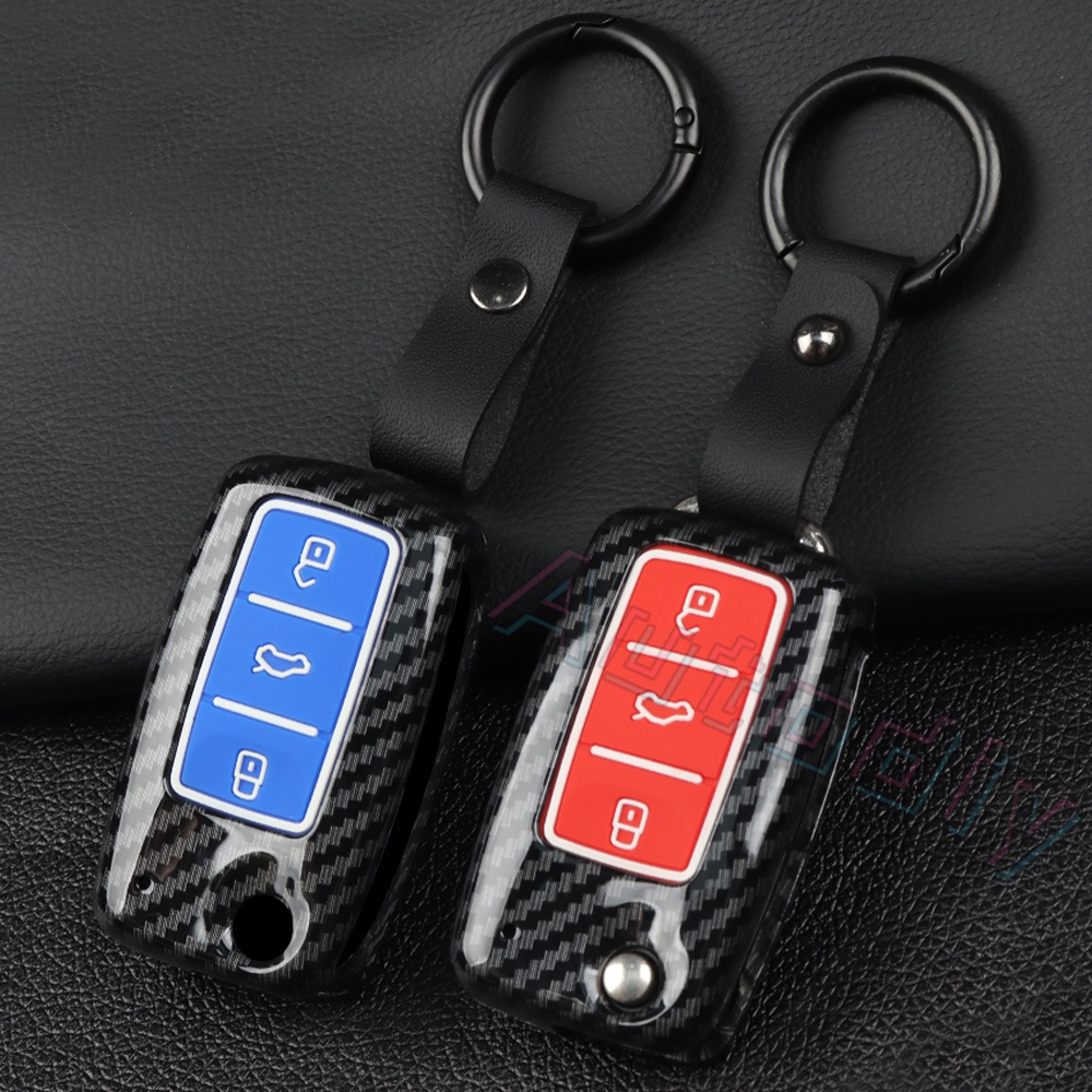 Case Holder Remote Kunci Mobil Bahan Silikon Carbon Fiber Untuk Volkswagen VW Golf Bora Jetta POLO Passat B5 B6 Tiguan BEETLE LAVIDA Skoda Octavia A5A