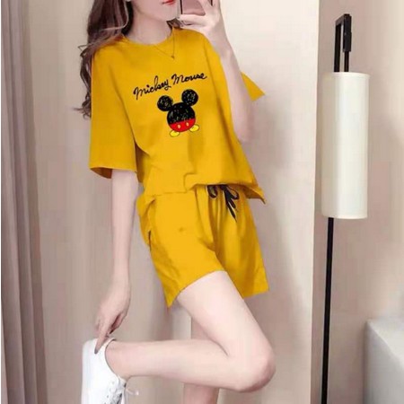 Bj-7003 import SETELAN IMPORT Mickey Mouse Homewear Set Top &amp; Shorts