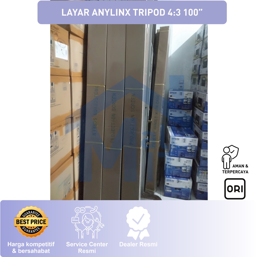 MDN Layar Tripot Proyektor Projector ANYLINX 100 inci 4:3 2 m x 1.5 m