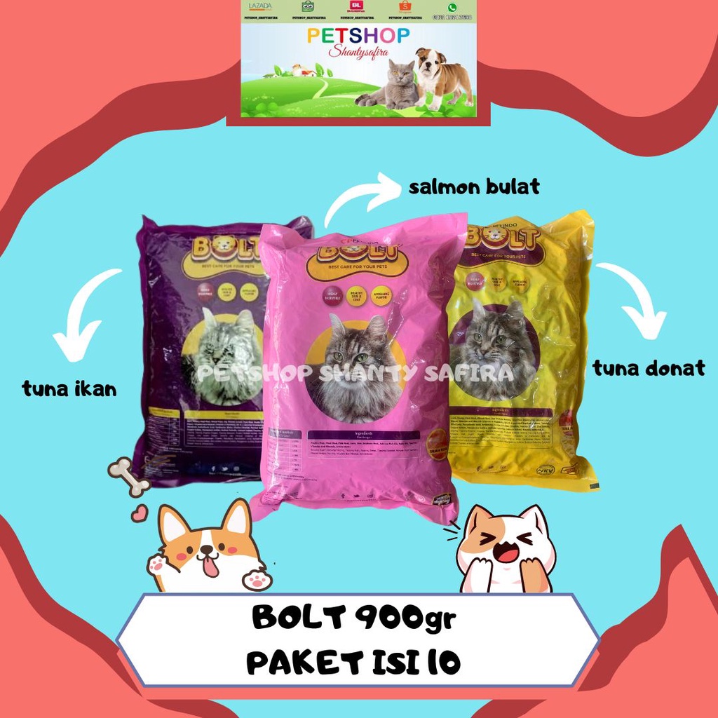 MAKANAN KUCING PAKET ISI 10 BOLT IKAN / BOLT DONAT / BOLT SALMON KHUSUS GRAB/GOJEK