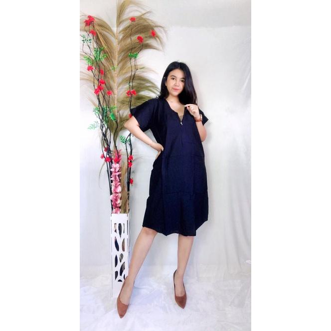 Sweet Honey ~ Dress Daster Bali Payung Busui Vega Mega Motif Tiedye Bunga Abstrak Resleting Depan