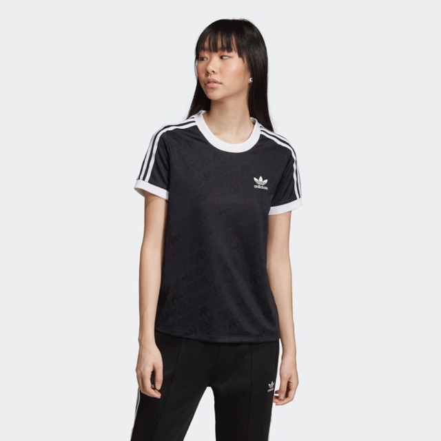 Jual Adidas Women 3-Stripes Tee Black White Originals | Shopee Indonesia