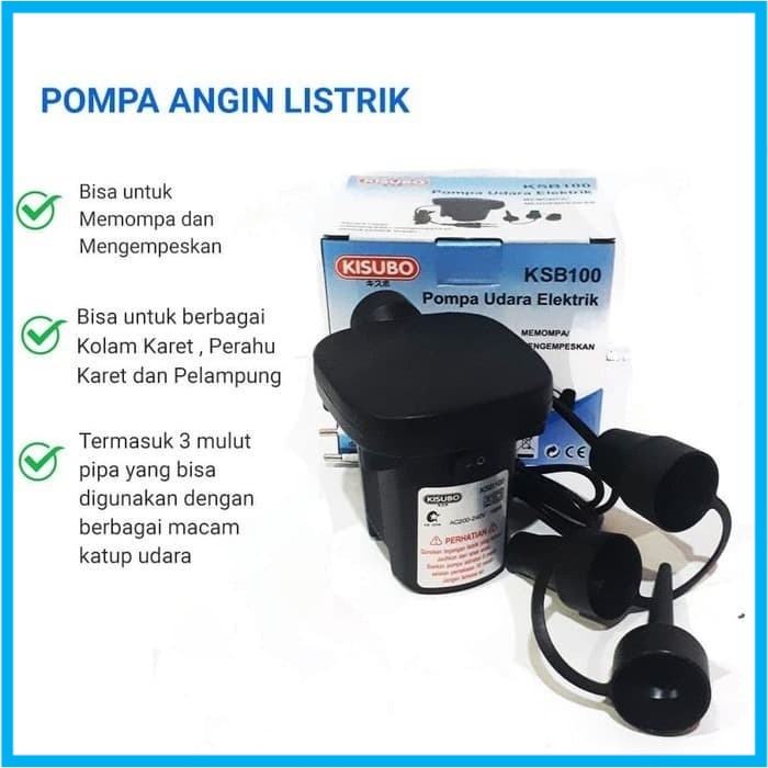 Pompa Angin Listrik KISUBO KSB100 - Pompa Listrik Kolam renang Pompa Pelampung Kolam Renang Karet