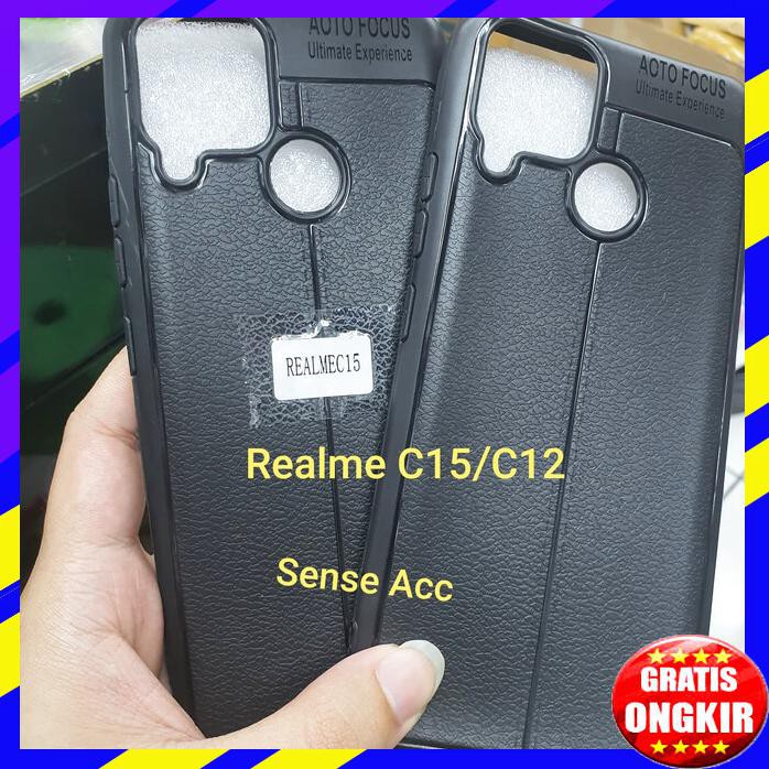 ACC HP REALME C15 C12 REAL CASE JERUK CARBON LEATHER AUTOFOCUS
