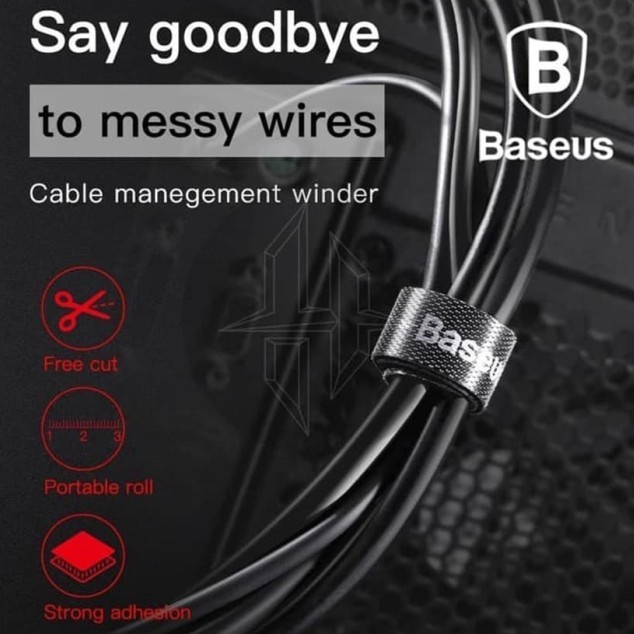 

READY Baseus Velcro Ties Strap Pengikat Kabel Cableties Klip Kabel Resize - 3M, Abu-abu MURAH