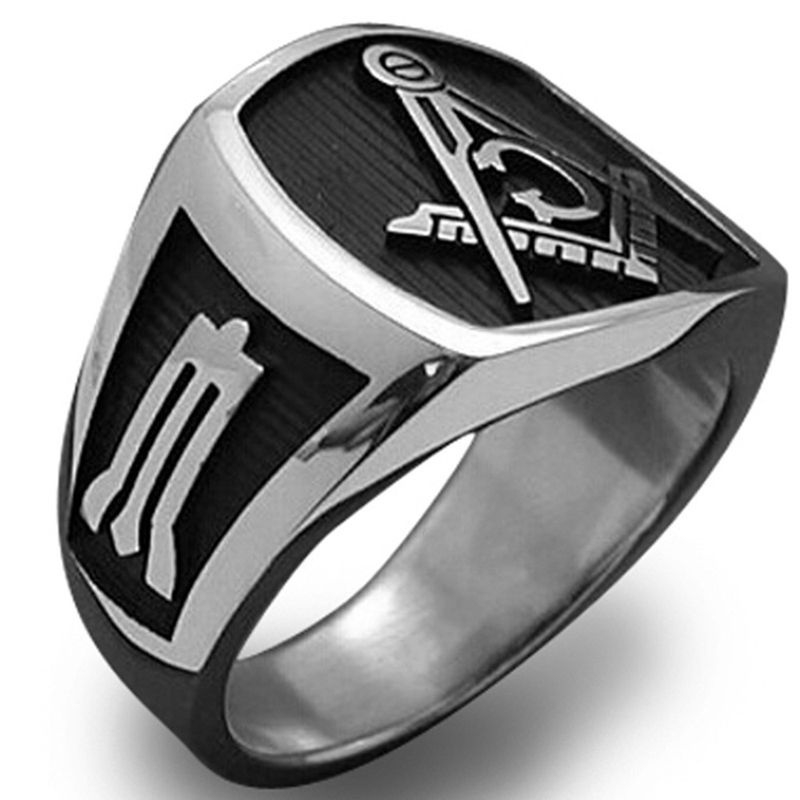 New Stainless Steel AG Masonic Men's Fashion Ring