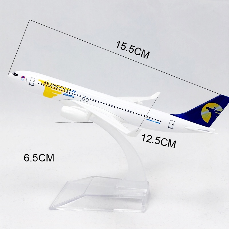 Mongolian B767 Pesawat Terbang Mongolia Boeing 767 Die Cast Bahan Metal Ukuran 16cm