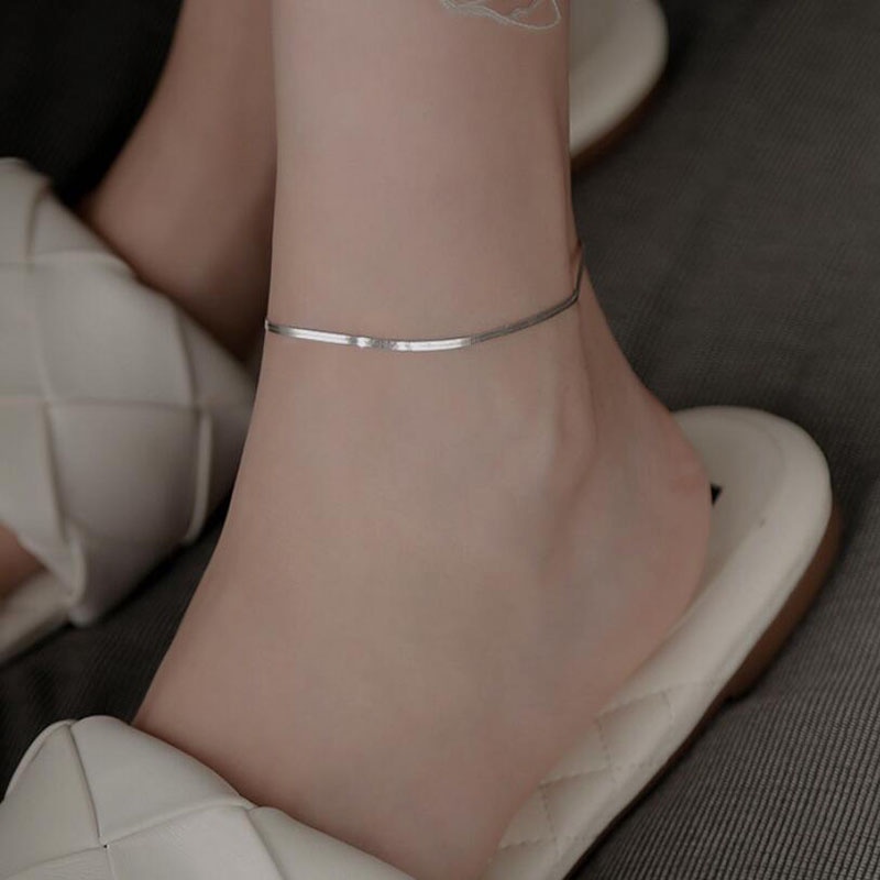 Gelang Kaki Rantai Ular Warna Silver Untuk Wanita