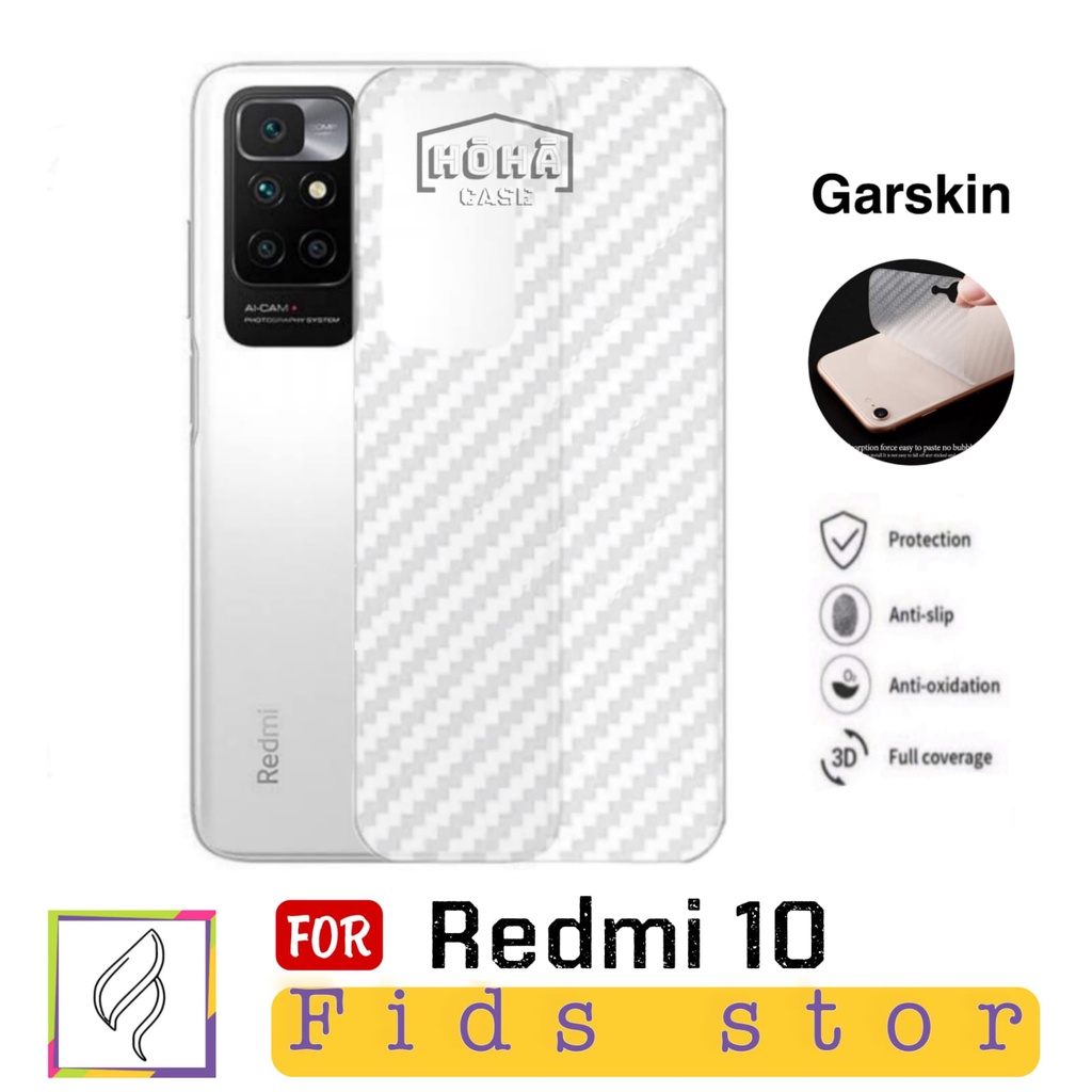 PROMO Garskin Carbon XIAOMI REDMI 10 Anti Gores Pelindung Belakang HP Violette Design Skin Back 3D
