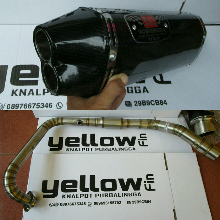 Knalpot Yoshimura R77 double hole fullsystem untuk Ninja RR Mono