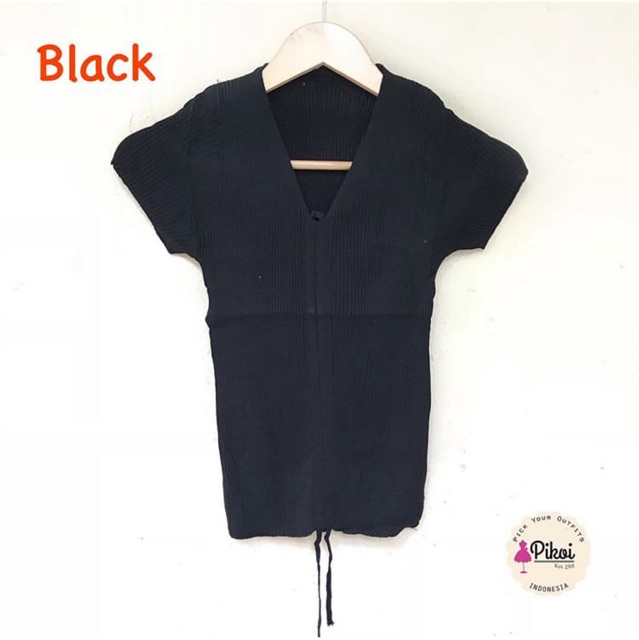 Kaos knit import / kaos rajut hitam / kaus putih cewek / baju rajut cewek polos / atasan rajut 1709