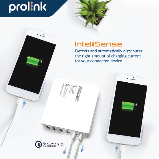 PROLiNK 60W 6 Port Desktop Quick Charger QC 3.0 USB Type A for iphone samsung android etc PDC66001