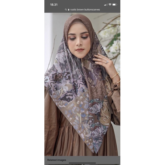 hijab buttonscarves Farsha Rustic Brown Syar’i